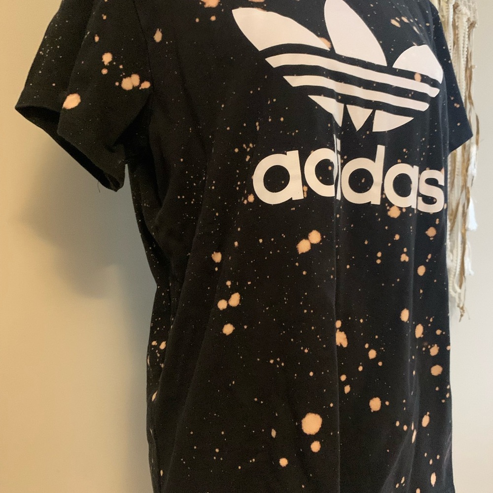 D O N A T E D Adidas size small women’s black tee with bleached areas EUC - Picture 3 of 6
